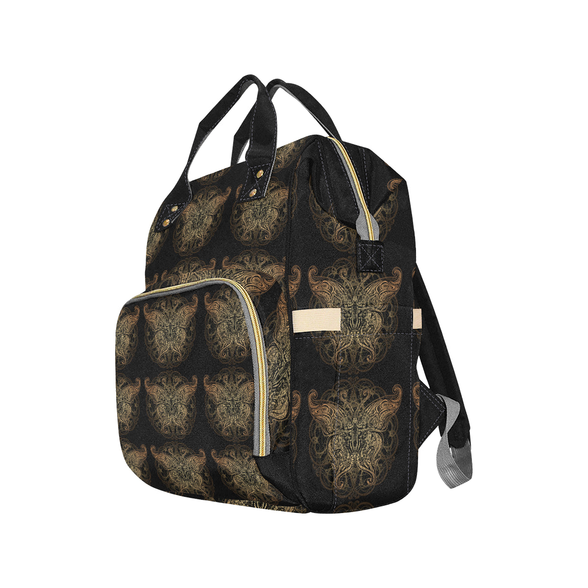 Gold Butterfly Ornamental Diaper Bag Backpack
