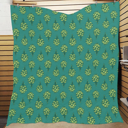 Artichoke Pattern Print Design 04 Premium Quilt