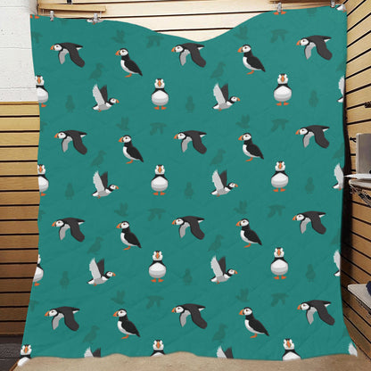 Puffin Pattern Print Design A02 Premium Quilt