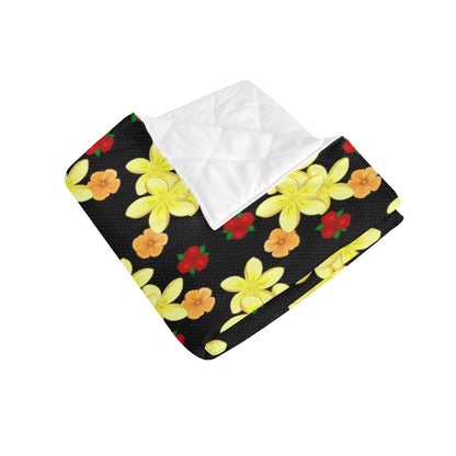 Yellow Plumeria Pattern Print Design PM04 Premium Quilt