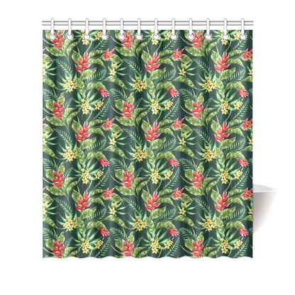 Tropical Folower Red Heliconia Print Shower Curtain