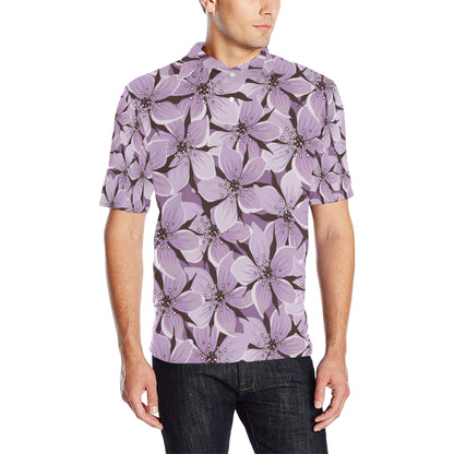 Lilac Pattern Print Design 01 Men Polo Shirt