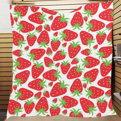 Strawberry Pattern Print Design SB01 Premium Quilt