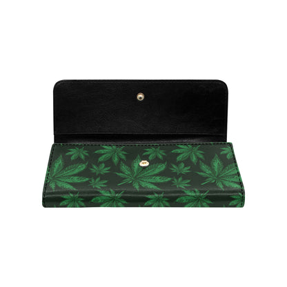 Pot Leaf Pattern Print Design A04 Women's Trifold Wallet