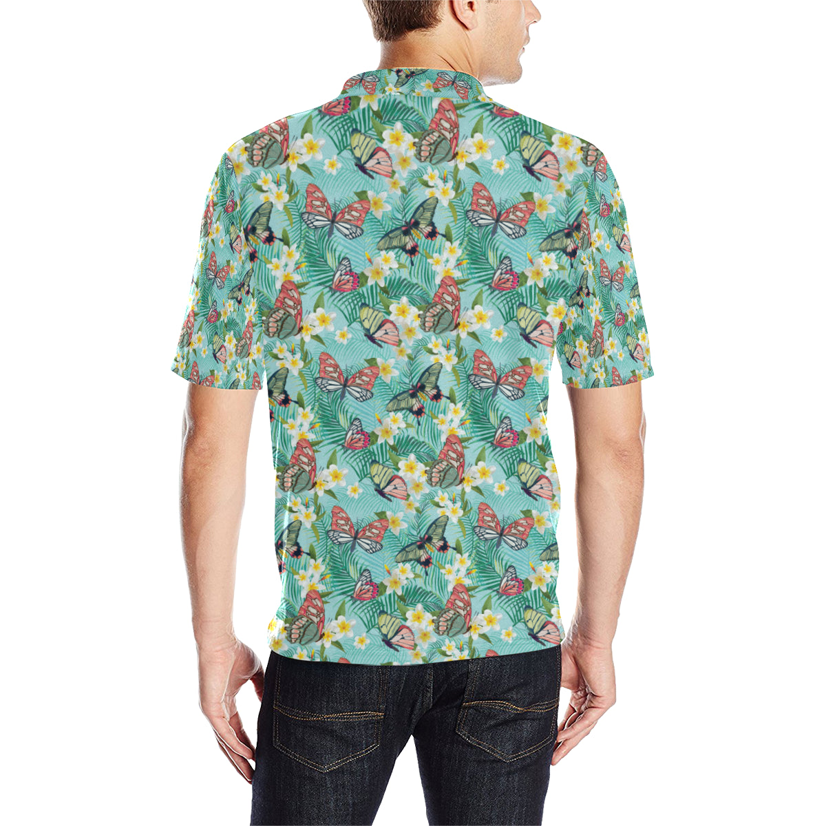 Butterfly Pattern Print Design 09 Men Polo Shirt