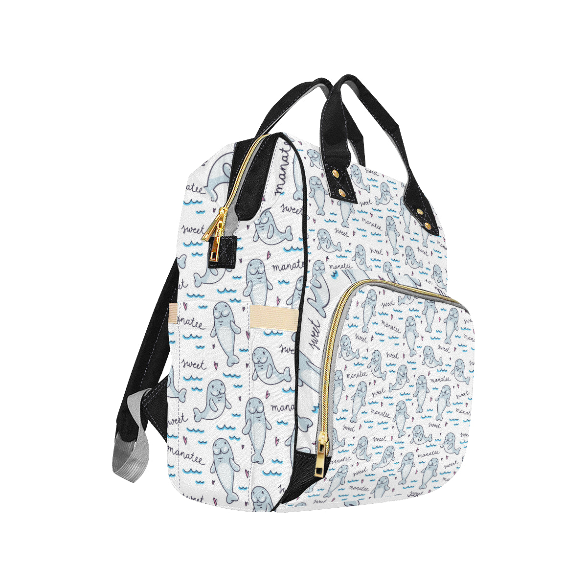 Manatee Baby Pattern Print Design 03 Diaper Bag Backpack