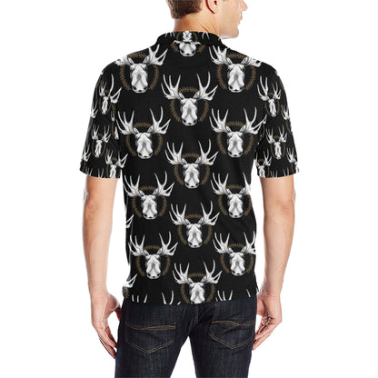Moose Pattern Print Design 02 Men Polo Shirt