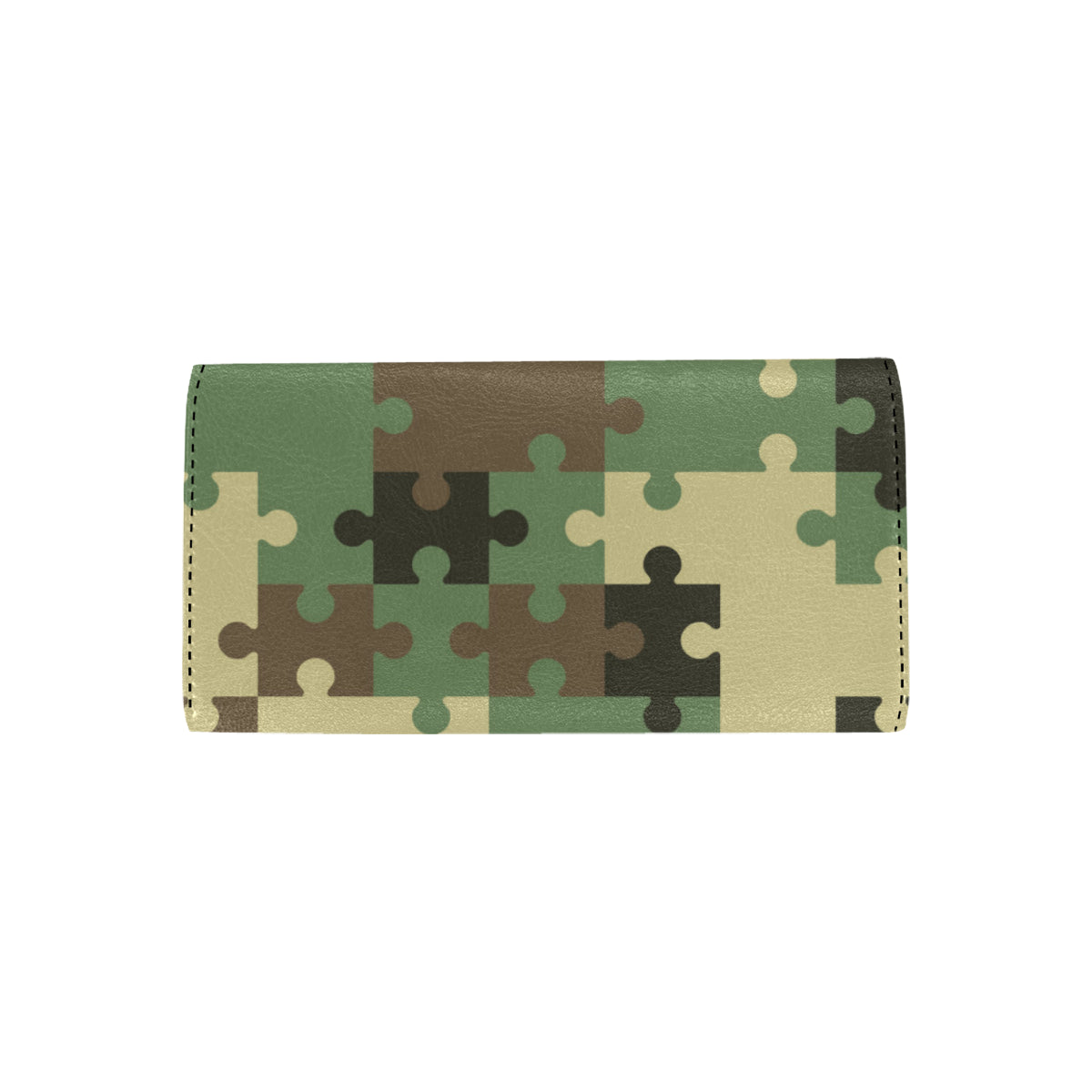 Puzzle Camo Pattern Print Design A03 Women's Trifold Wallet