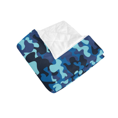 Camo Blue Pattern Print Design 04 Premium Quilt