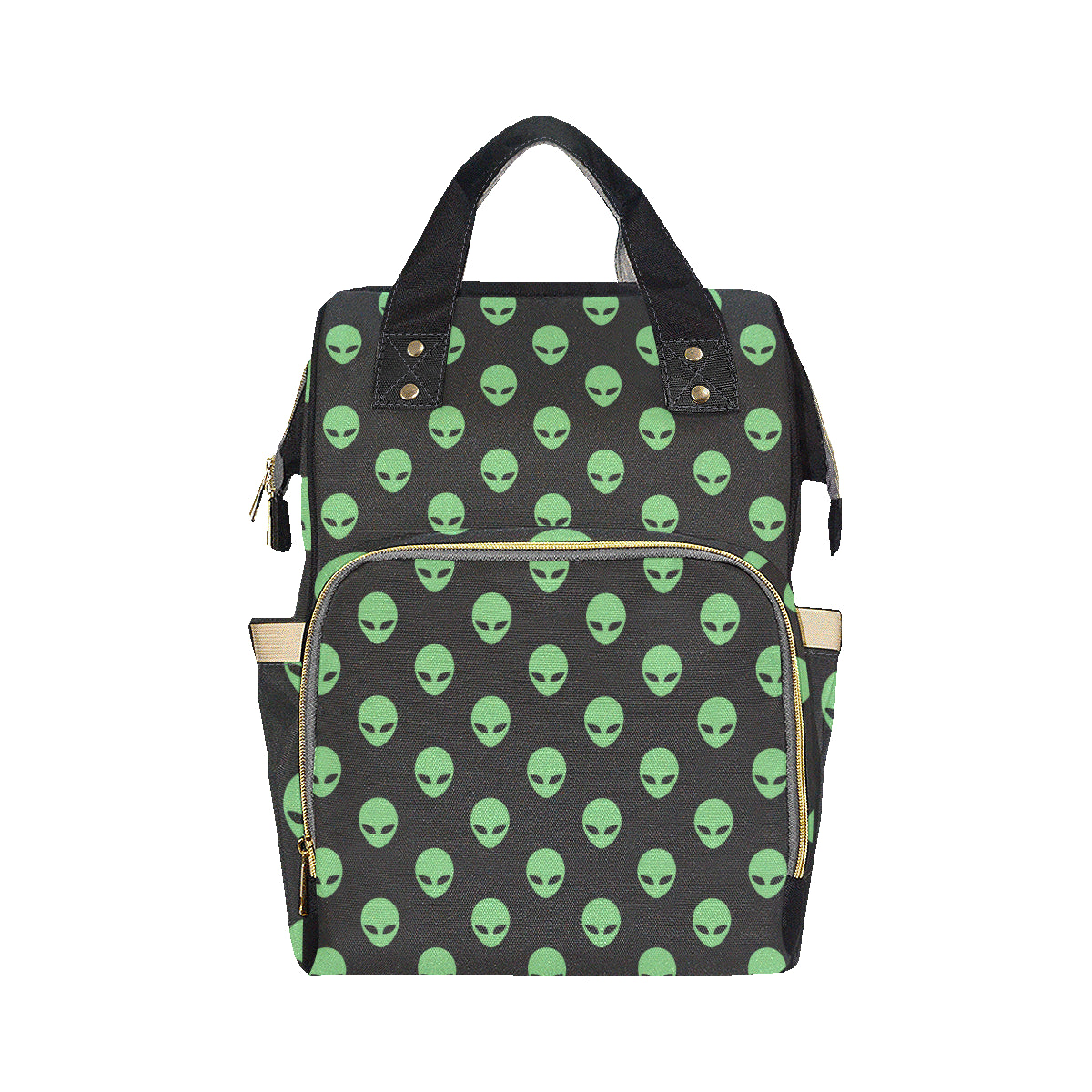 Alien Green Neon Pattern Print Design 01 Diaper Bag Backpack