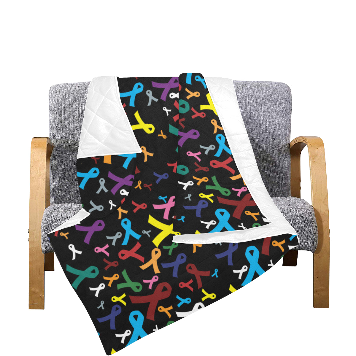 Cancer Awareness Pattern Print Design 03 Premium Quilt
