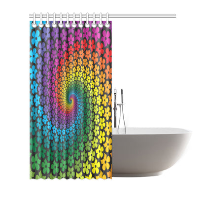 Flower Power Rainbow Spiral Print Shower Curtain