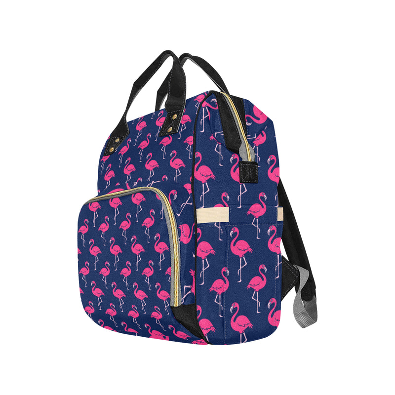 Pink Flamingo Pattern Diaper Bag Backpack
