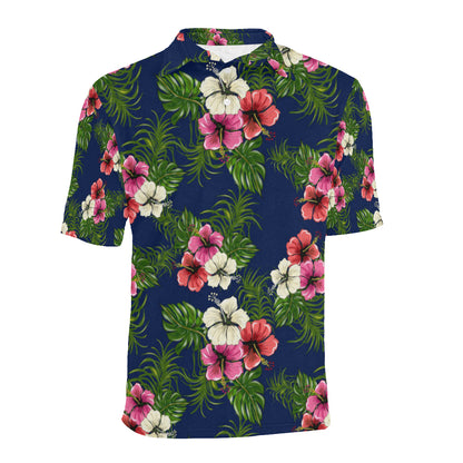 Hibiscus Pattern Print Design HB028 Men Polo Shirt