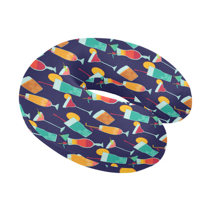 Cocktail Pattern Print Design 06 U-Shaped Travel Neck Pillow