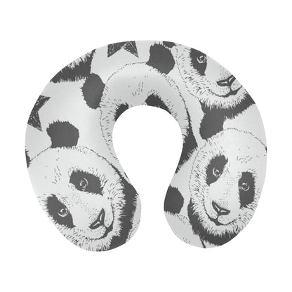 Panda Pattern Print Design A02 U-Shaped Travel Neck Pillow