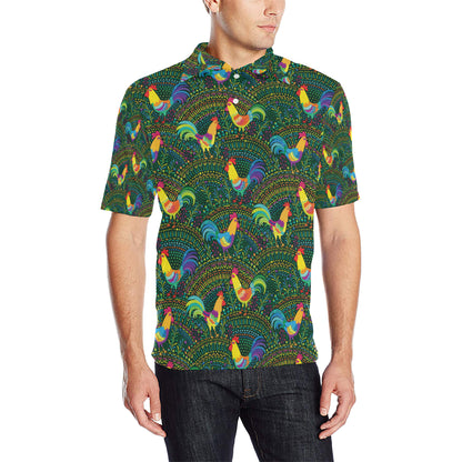 Rooster Pattern Print Design A01 Men Polo Shirt