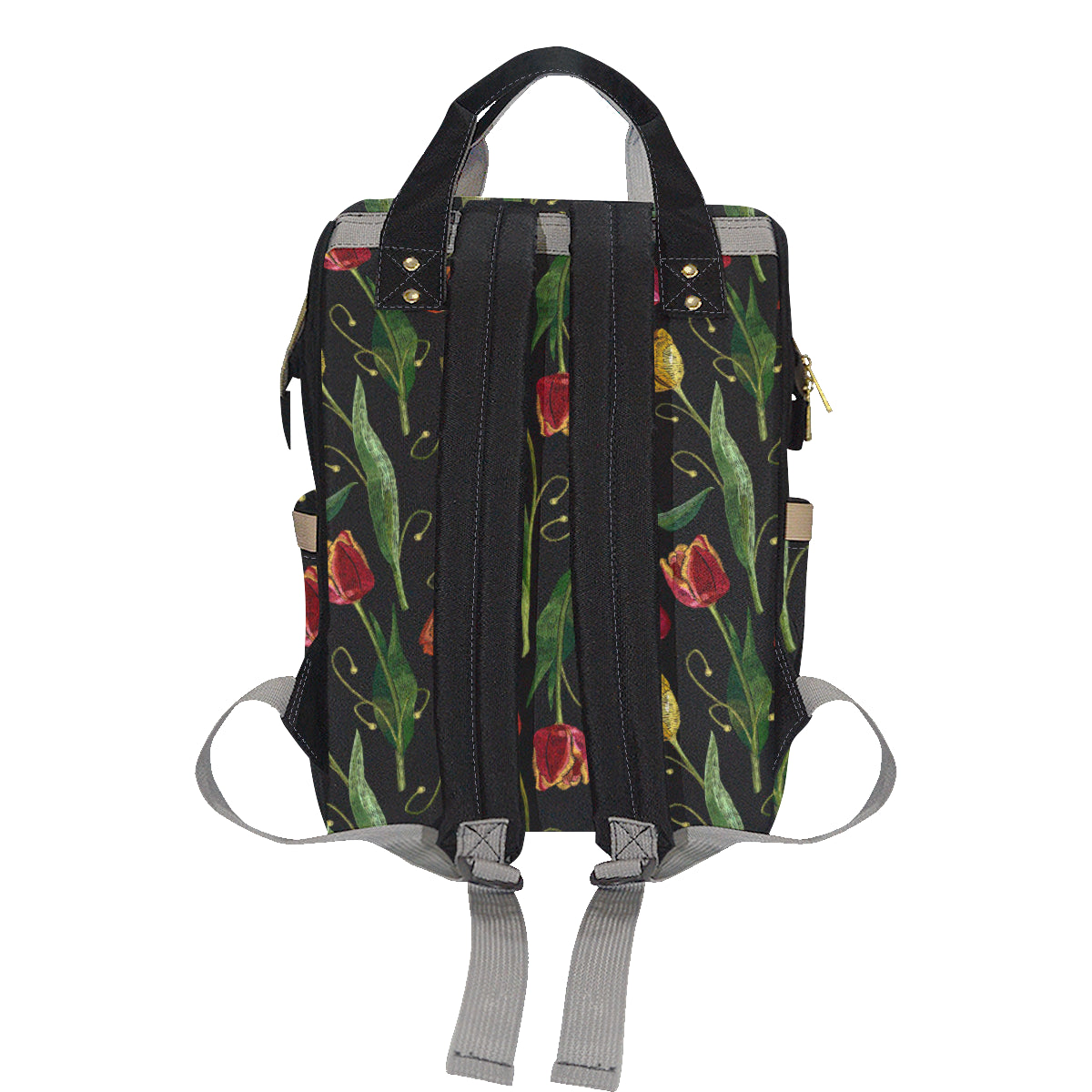 Tulip Embroidered Pattern Print Design TP01 Diaper Bag Backpack