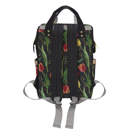 Tulip Embroidered Pattern Print Design TP01 Diaper Bag Backpack