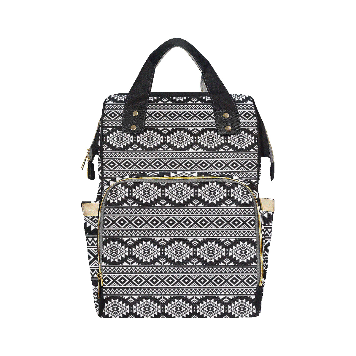Aztec Black White Print Pattern Diaper Bag Backpack