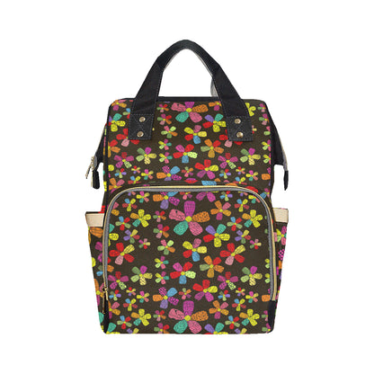 Flower Power Colorful Print Pattern Diaper Bag Backpack