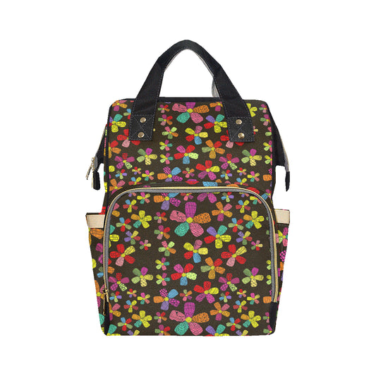 Flower Power Colorful Print Pattern Diaper Bag Backpack