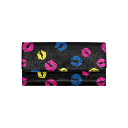 Lip Neon Color Pattern Print Design 01 Women's Trifold Wallet