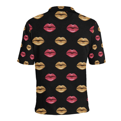Lip Pattern Print Design 03 Men Polo Shirt