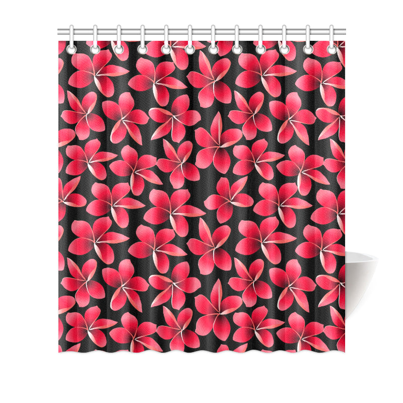 Red Plumeria Pattern Print Design PM025 Shower Curtain