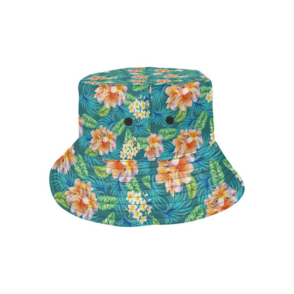 Plumeria Tropical Flower Design Print Unisex Bucket Hat