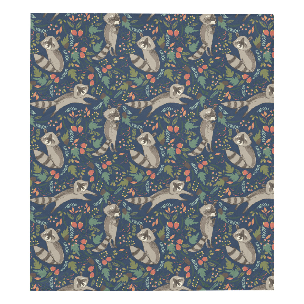 Raccoon Pattern Print Design A02 Premium Quilt