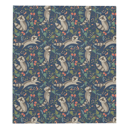Raccoon Pattern Print Design A02 Premium Quilt