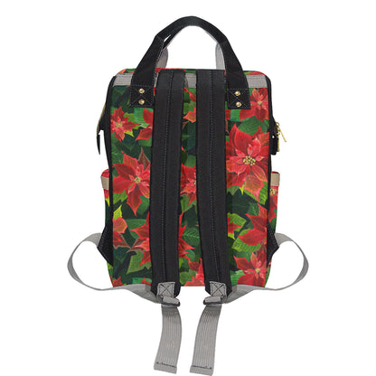 Poinsettia Pattern Print Design POT04 Diaper Bag Backpack