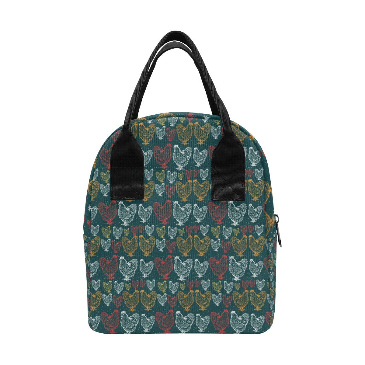Rooster Hand Draw Design Insulated Lunch Bag