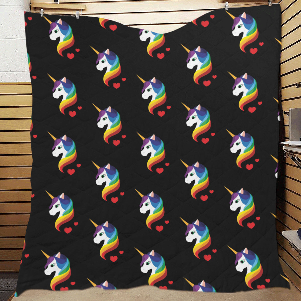 Rainbow Unicorn Pattern Print Design A03 Premium Quilt