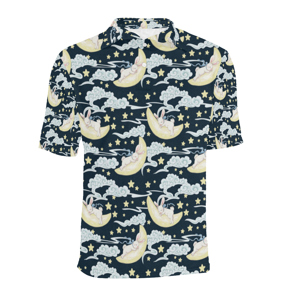 Rabbit Sleeping Pattern Print Design RB08 Men Polo Shirt