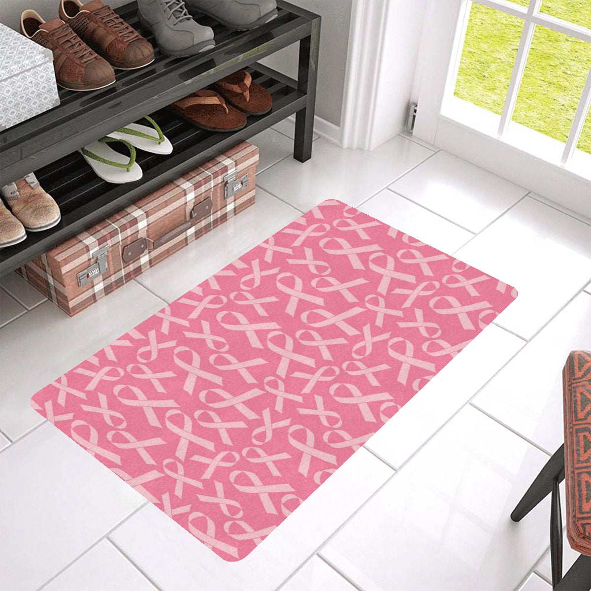 Breast Cancer Awareness Themed Rubber Doormat