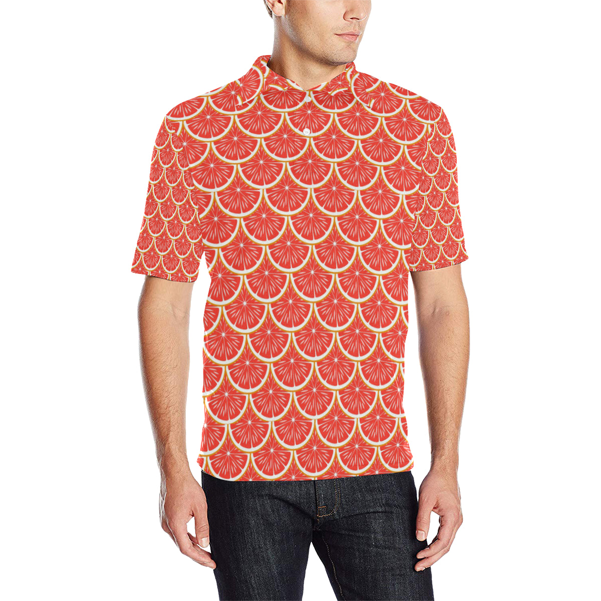 Grapefruit Pattern Print Design GF07 Men Polo Shirt
