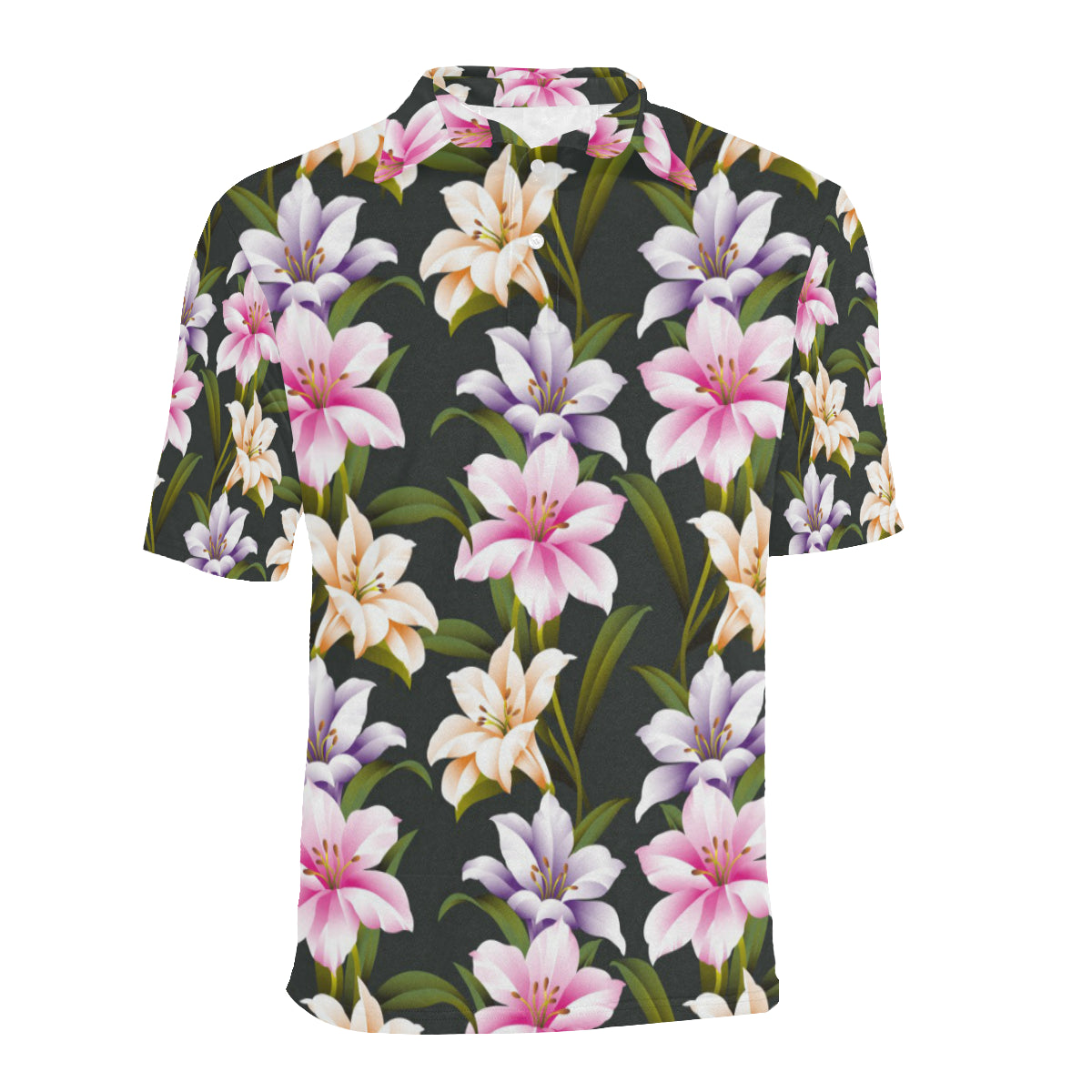 Lily Pattern Print Design LY01 Men Polo Shirt