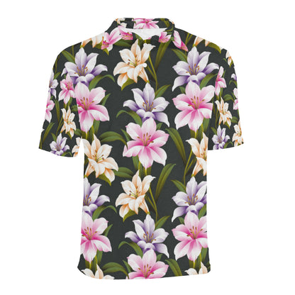 Lily Pattern Print Design LY01 Men Polo Shirt