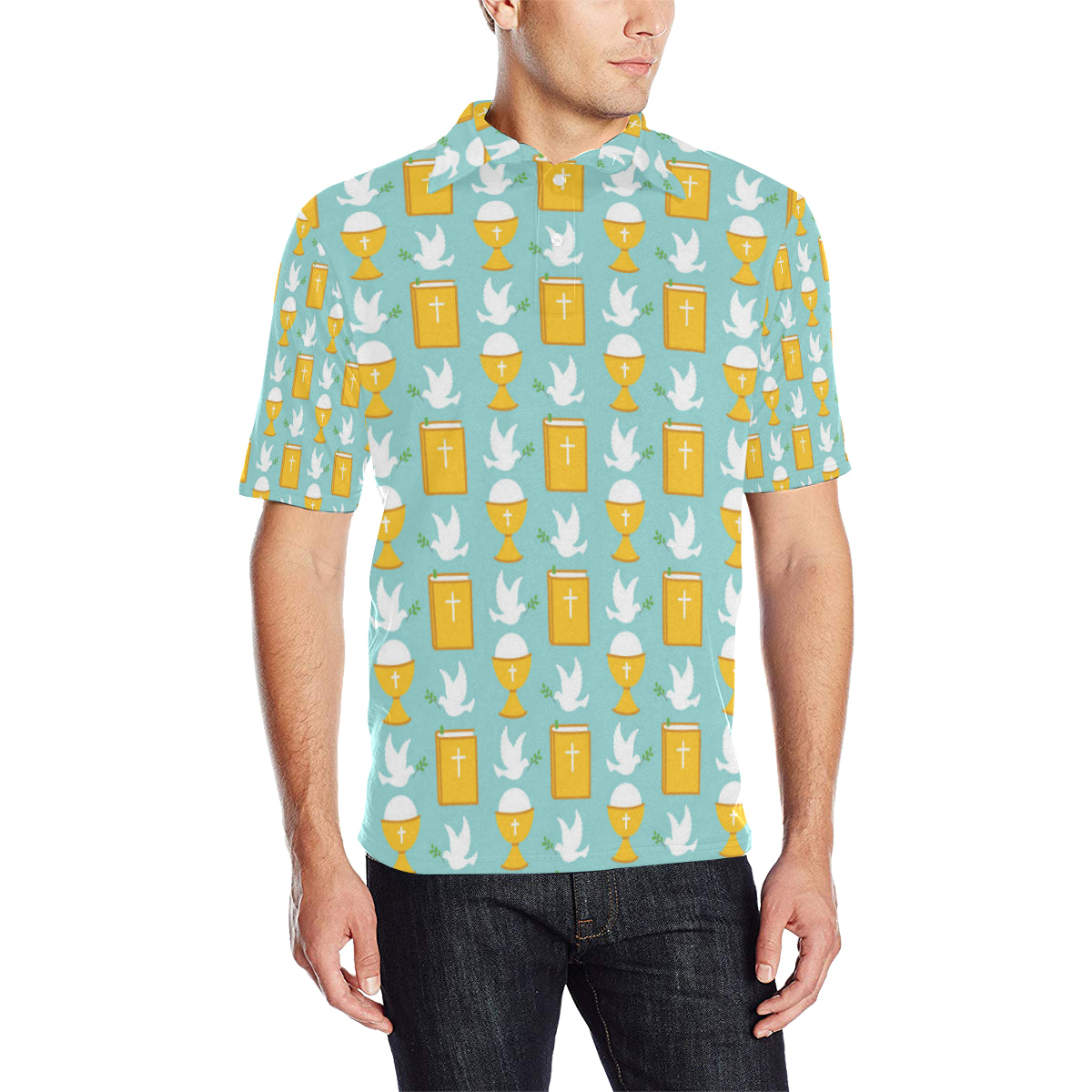 Christian Pattern Print Design 02 Men Polo Shirt