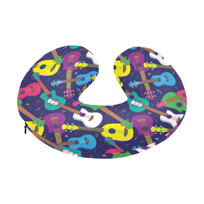 Ukulele Pattern Print Design 02 U-Shaped Travel Neck Pillow
