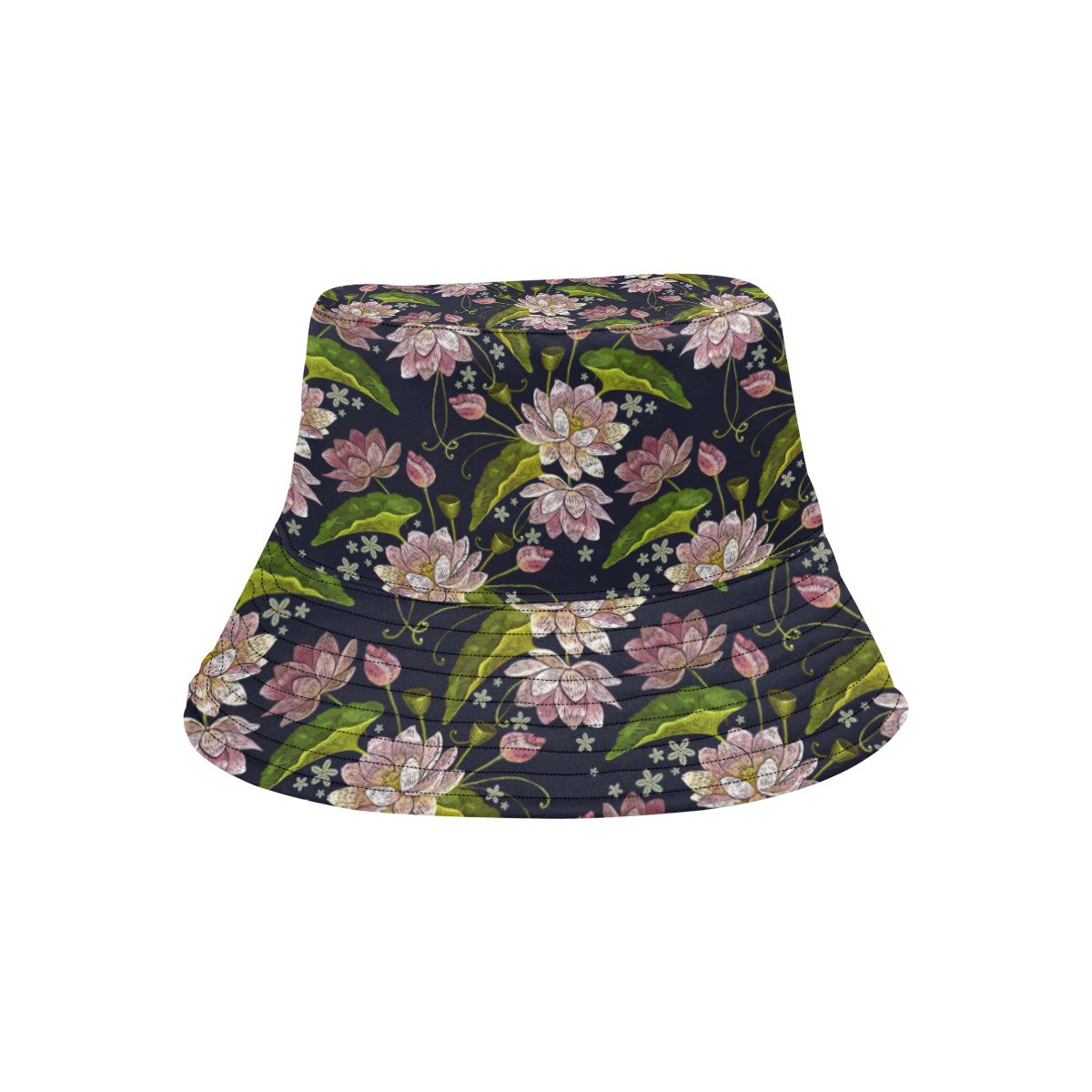 lotus Embroidered Pattern Print Design LO06 Unisex Bucket Hat