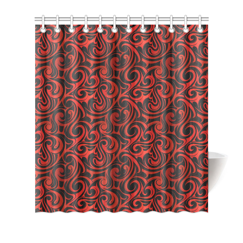Maori Red Black Themed Design Shower Curtain