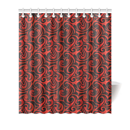 Maori Red Black Themed Design Shower Curtain