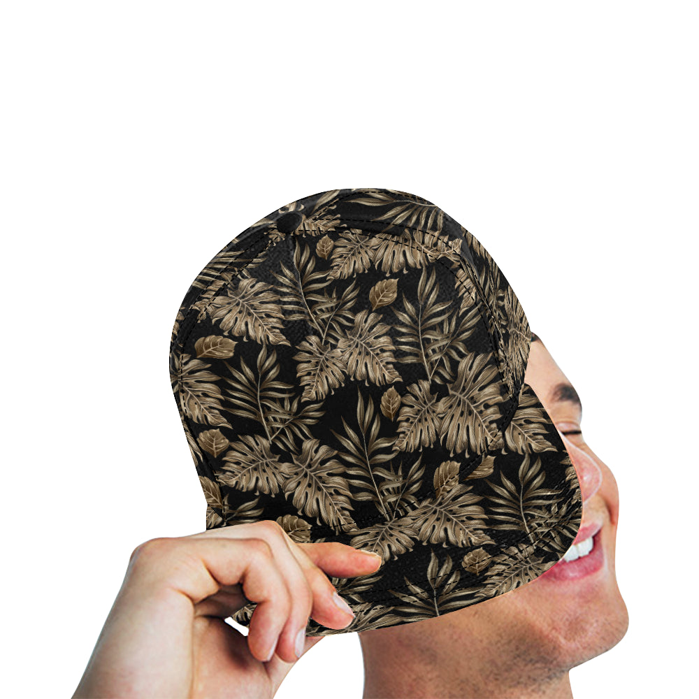 Brown Tropical Palm Leaves Snapback Cap