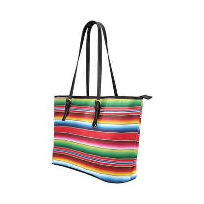Serape Pattern Leather Tote Bag