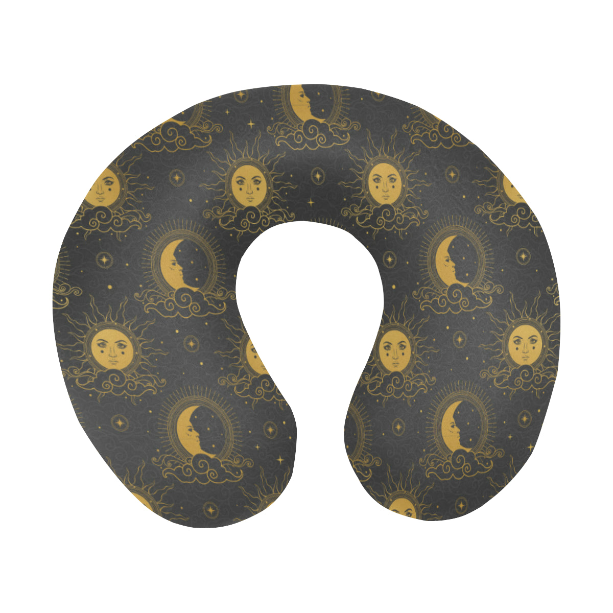 Celestial Moon Sun Pattern Print Design 05 U-Shaped Travel Neck Pillow
