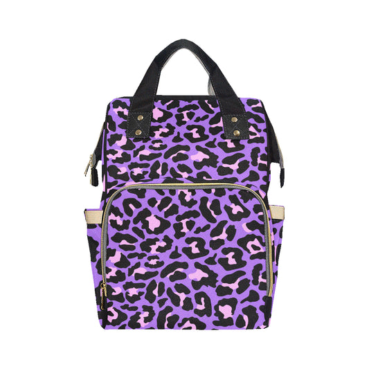 Cheetah Purple Neon Print Pattern Diaper Bag Backpack