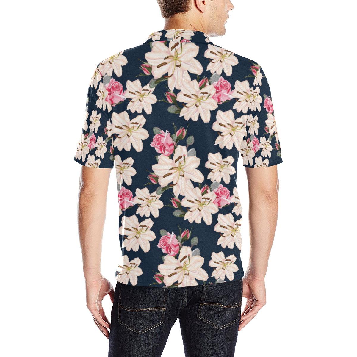 Lily Pattern Print Design LY04 Men Polo Shirt
